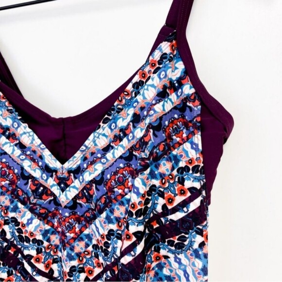 Athleta | Marrakesh Side Ruching Tankini Bikini Top Long Purple Blue | 34 B/C - Picture 3 of 5